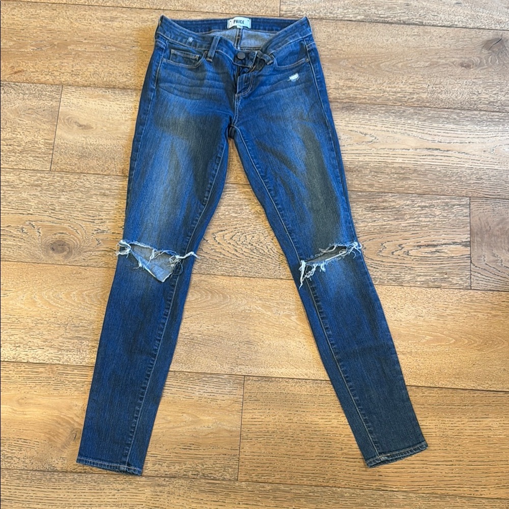 PAIGE Blue Skinny Distressed Jeans
